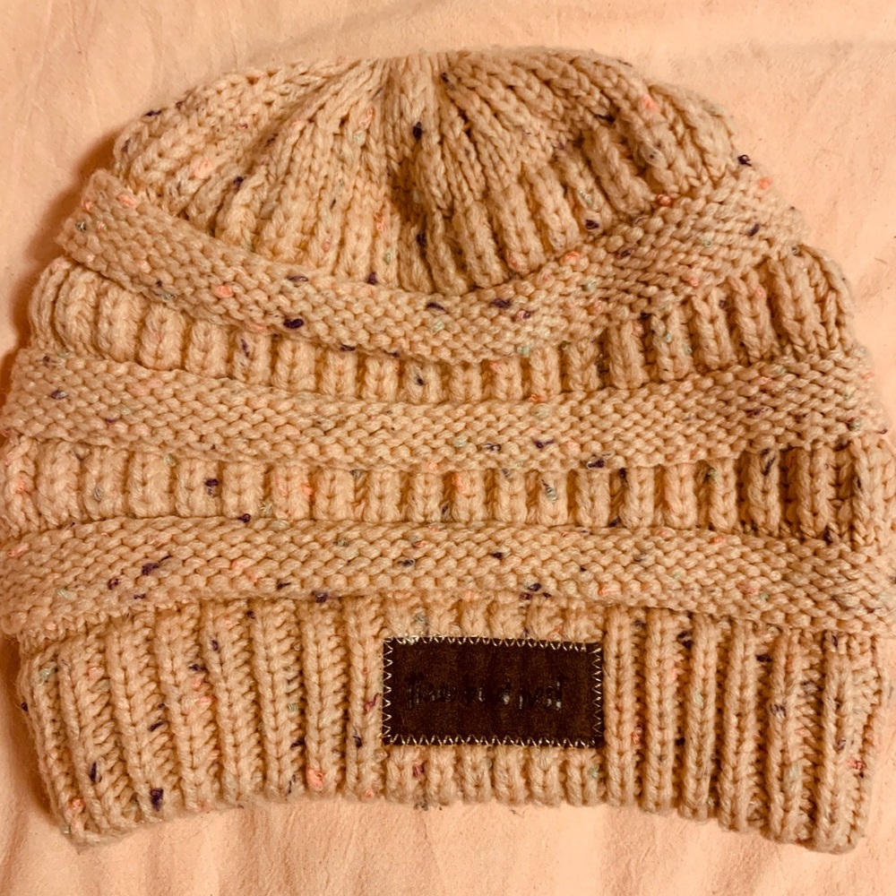 Three Birds Nest popcorn pink ponytail hat.